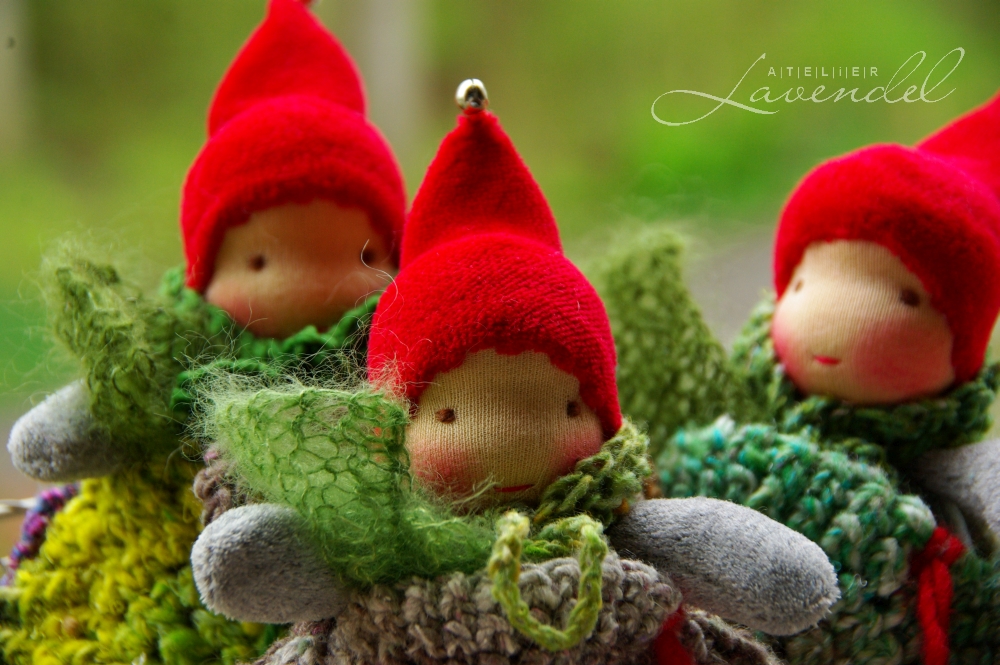 Handmade Waldorf pocket gnomes by Atelier Lavendel are made with all natural, organic materials, fun and safe for every age.