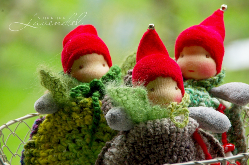 Handmade Waldorf pocket gnomes by Atelier Lavendel are made with all natural, organic materials, fun and safe for every age.