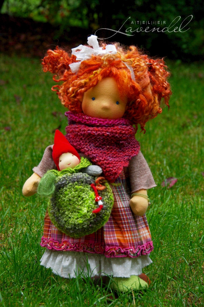 one-of-a-kind Waldorf doll: meet Margit, standing 18 inches, lovingly handmade by Atelier Lavendel. Handmade in Germany.