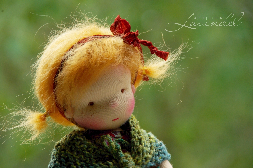 OOAK Waldorf doll 9in: Ann-Louise, handmade with love and care by Atelier Lavendel. Organic, natural. Handmade in Germany.