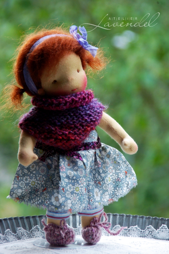 Waldorf doll 9in: meet Annie, an one-of-a-kind doll, handmade by Atelier Lavendel, using all natural organic materials.