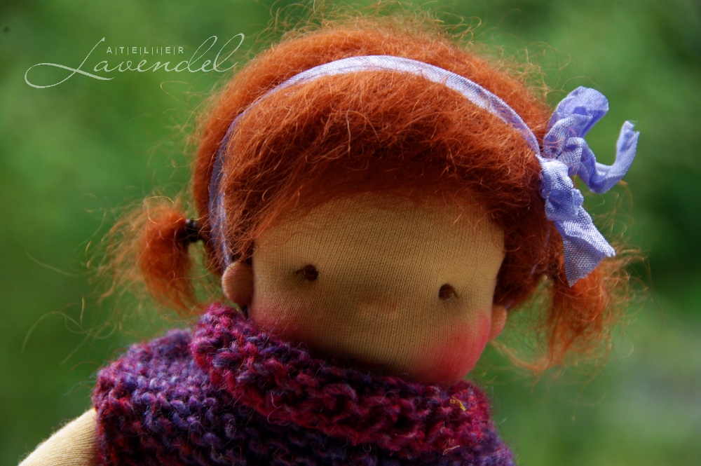 Waldorf doll 9in: meet Annie, an one-of-a-kind doll, handmade by Atelier Lavendel, using all natural organic materials.