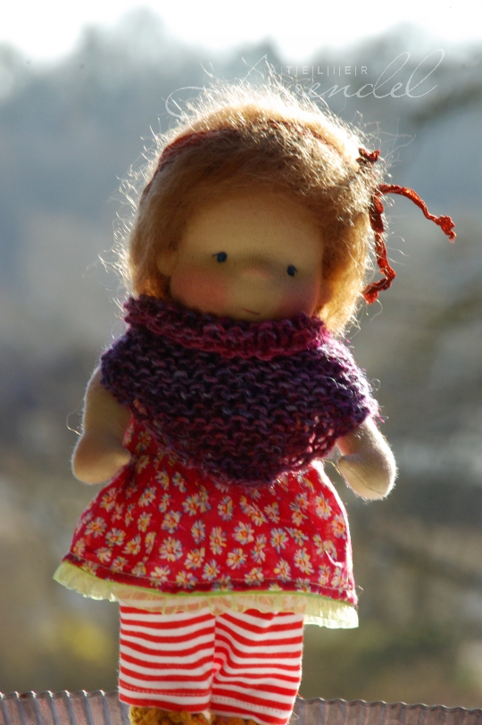 natural Waldorf play doll: meet Nell, all natural doll, standing 9 inches, lovingly handmade with lots of love and care. Handmade in Germany.