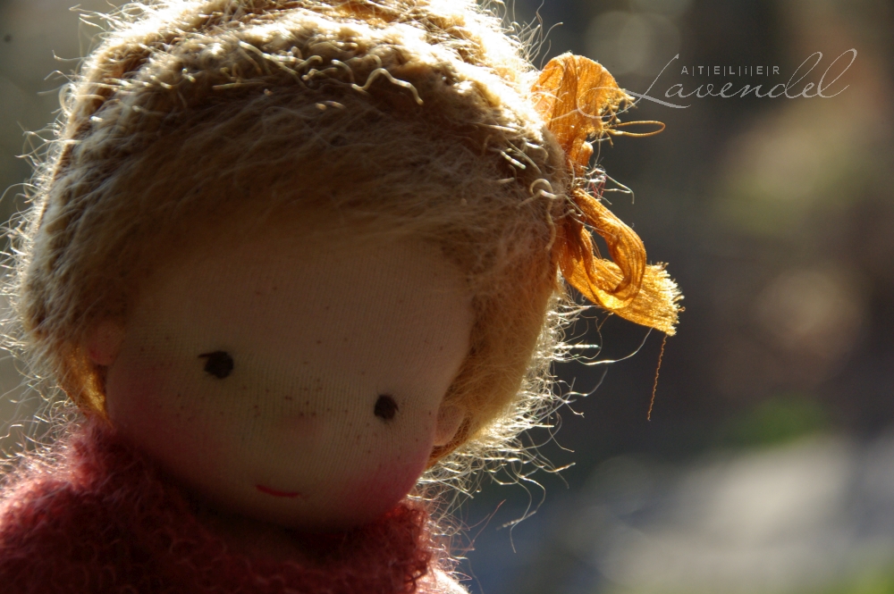 rtg waldorf doll ooak: meet Imgrid by Atelier Lavendel, standing 9 inches, made with all natural organic materials. Handmade in Germany.