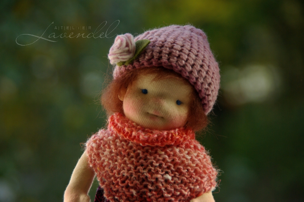 Waldorf doll needle-felted face ready to ship. Made in Germany. Handmade with all natural high quality materials organic dolls by Atelier Lavendel.