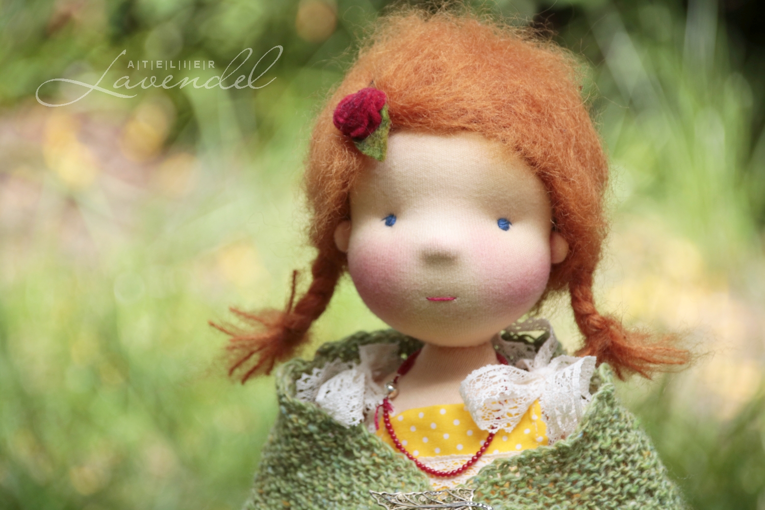 waldorf natural fibers doll handmade by Atelier Lavendel. All natural best quality organic materials. Handmade in Germany.